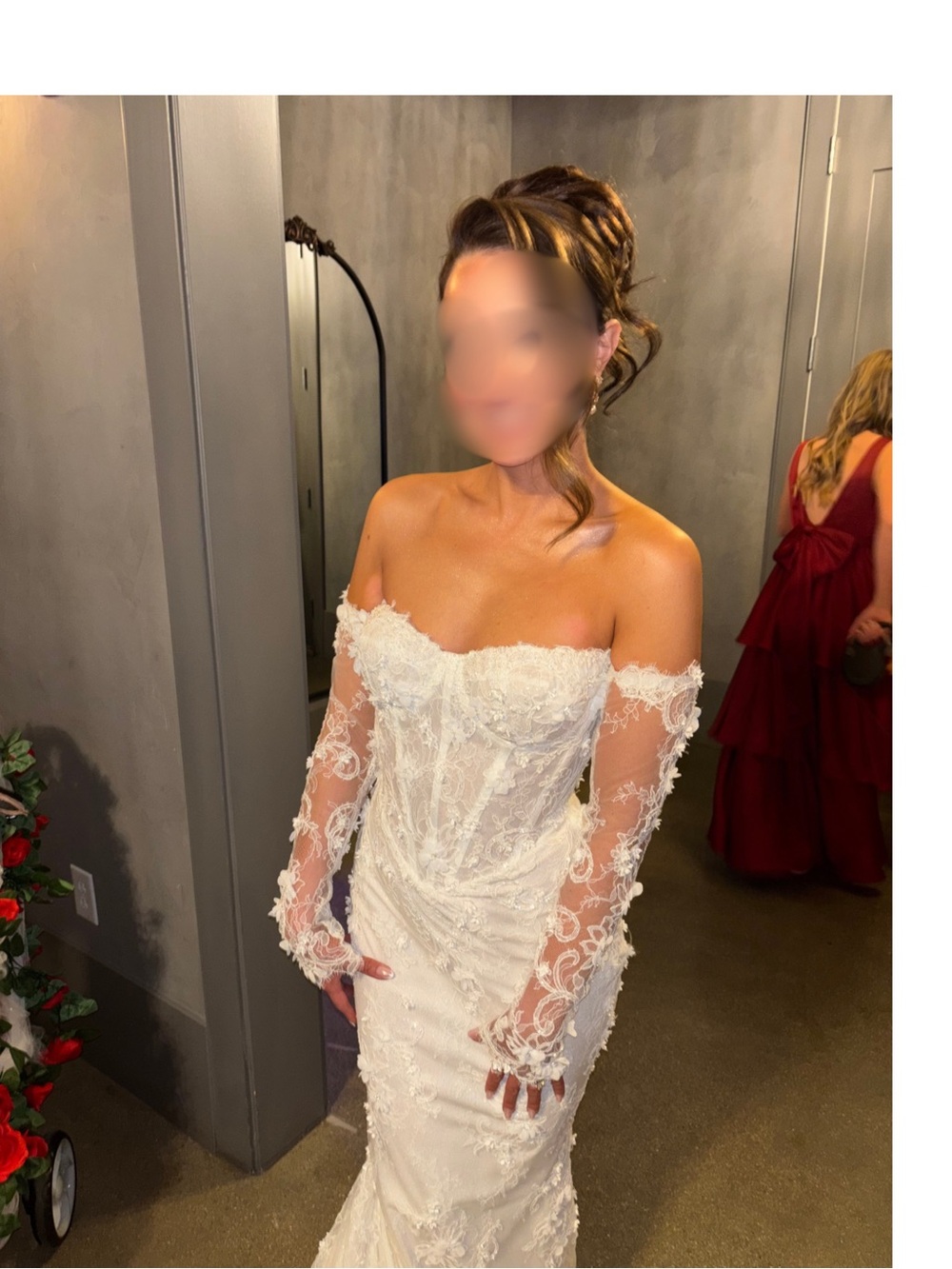 Off-Shoulder Lace Long Sleeve White Bridal Gown